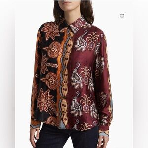 NWT Farm Rio Sweet Mermaids Satin Shirt Size S